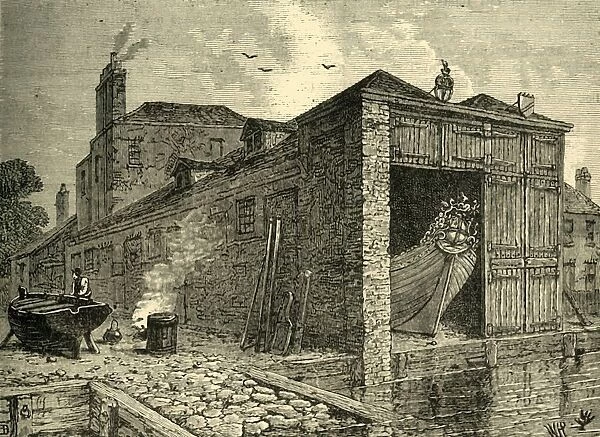 Searles Boat-Yard in 1830, (c1878). Creator: Unknown
