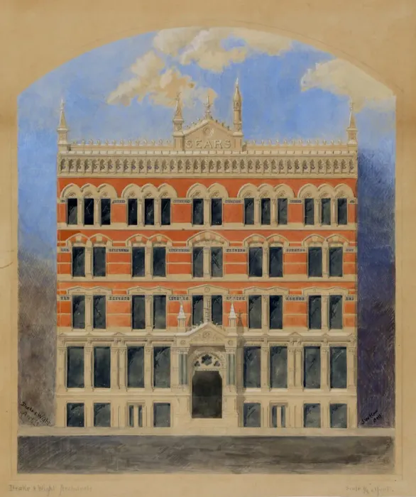 Framed Print : Sears Building, Chicago, Illinois, Elevation of Competition Drawing, c. 1873 Framed Print : Sears Building, Chicago, Illinois, Elevation of Competition Drawing, c. 1873
