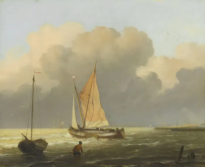 Framed Print : Seas off the Coast, with Spritsail Barge, 1697. Creator: Ludolf Bakhuizen Framed Print : Seas off the Coast, with Spritsail Barge, 1697. Creator: Ludolf Bakhuizen