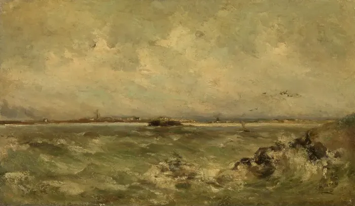 Framed Print : Seascape, 1878. Creator: Louis Artan Framed Print : Seascape, 1878. Creator: Louis Artan
