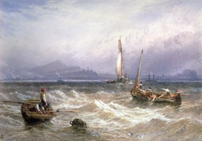 Framed Print : Seascape, 19th century. Artist Framed Print : Seascape, 19th century. Artist