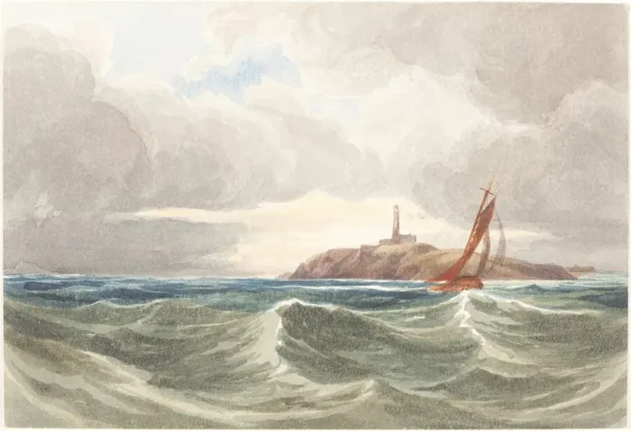 Framed Print : Seascape with Lighthouse. Creator: James Bulwer