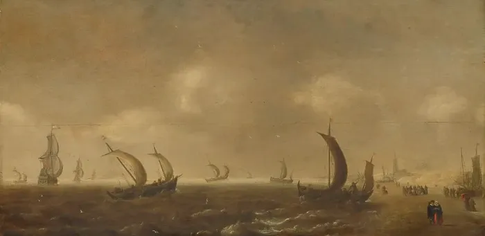 Framed Print : Seascape off Scheveningen Beach, c.1629. Creator: Willem Van Diest Framed Print : Seascape off Scheveningen Beach, c.1629. Creator: Willem Van Diest