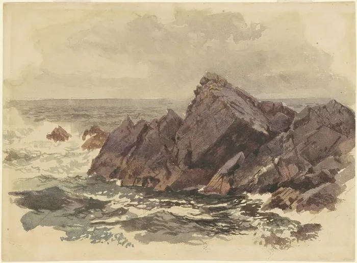 Framed Print : Seascape with Rocks, c. 1890s. Creator: William Trost Richards Framed Print : Seascape with Rocks, c. 1890s. Creator: William Trost Richards