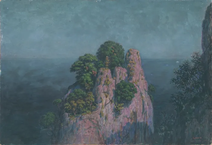 Framed Print : Seascape with Rocks, early 20th century. Creator: Dezider Czolder Framed Print : Seascape with Rocks, early 20th century. Creator: Dezider Czolder