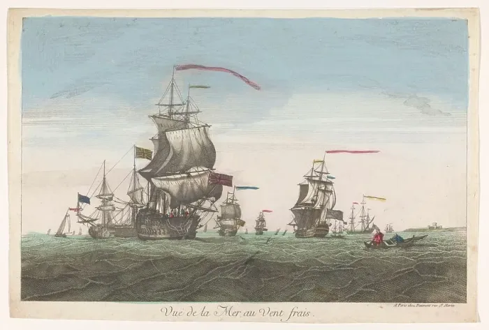 Framed Print : Seascape with ships and boats in the wind, 1745-1775. Creator: Unknown Framed Print : Seascape with ships and boats in the wind, 1745-1775. Creator: Unknown