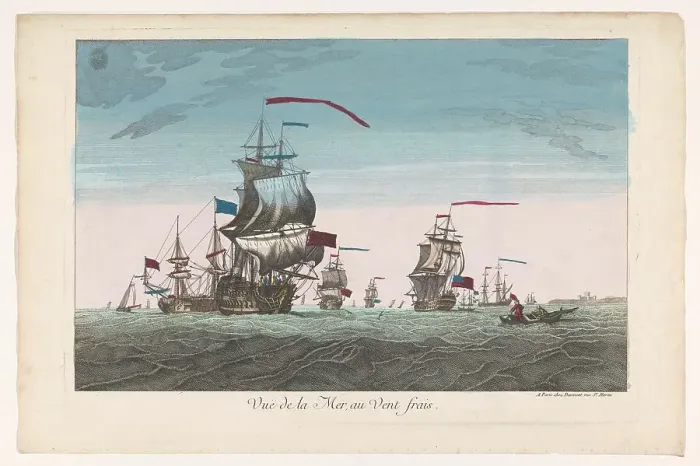 Framed Print : Seascape with ships and boats in the wind, 1745-1775. Creator: Unknown Framed Print : Seascape with ships and boats in the wind, 1745-1775. Creator: Unknown