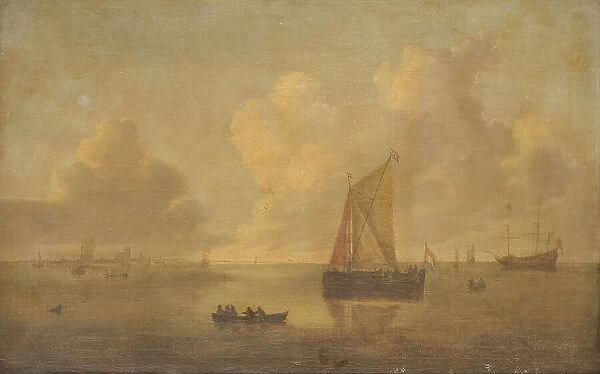 Seascape with a Town in the Background, 1625-1663. Creator: Willem Van Diest