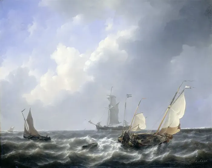Framed Print : Seascape from the Zeeland Waters, near the Island of Schouwen, 1825-1827. Creator: Petrus Johannes Schotel Framed Print : Seascape from the Zeeland Waters, near the Island of Schouwen, 1825-1827. Creator: Petrus Johannes Schotel