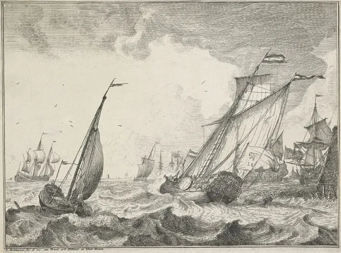 Framed Print : Seascapes with views of the Ij and Amsterdam, Rotterdam, Katwijk, etc. Untitled, 1701. Creator: Ludolf Bakhuizen Framed Print : Seascapes with views of the Ij and Amsterdam, Rotterdam, Katwijk, etc. Untitled, 1701. Creator: Ludolf Bakhuizen