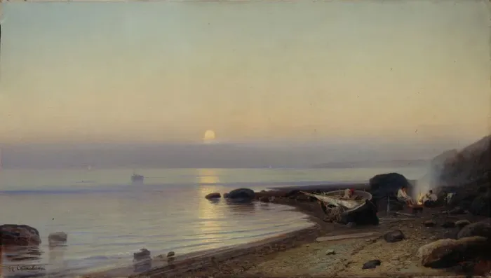 Framed Print : On the seashore, 1882. Artist: Sudkovsky, Rufim Gavrilovich (1850-1885) Framed Print : On the seashore, 1882. Artist: Sudkovsky, Rufim Gavrilovich (1850-1885)