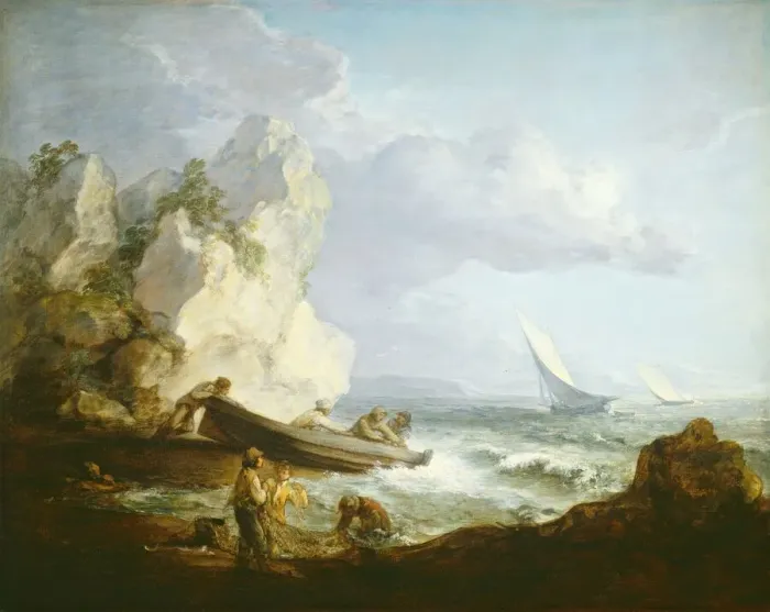 Framed Print : Seashore with Fishermen, c. 1781 / 1782. Creator: Thomas Gainsborough Framed Print : Seashore with Fishermen, c. 1781 / 1782. Creator: Thomas Gainsborough