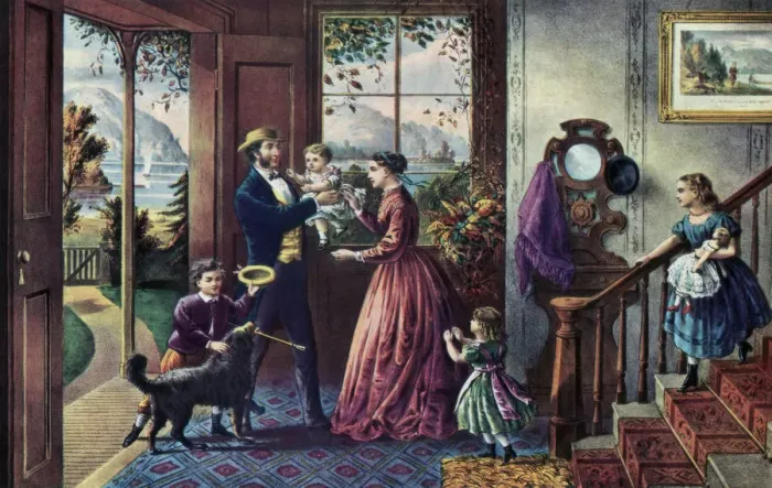 Framed Print : The Season of Strength, Middle Age, 1868. Artist: Currier and Ives Framed Print : The Season of Strength, Middle Age, 1868. Artist: Currier and Ives