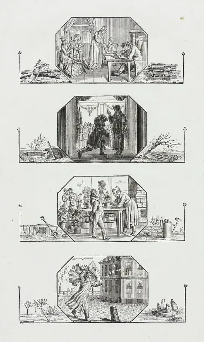 Framed Print : Four Seasons, 19th century. Creator: Unknown Framed Print : Four Seasons, 19th century. Creator: Unknown