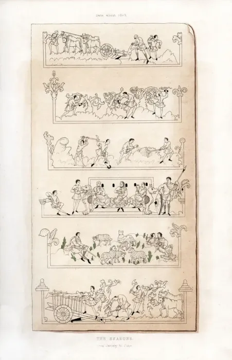 Framed Print : The Seasons, c1050, (1843). Artist: Henry Shaw Framed Print : The Seasons, c1050, (1843). Artist: Henry Shaw