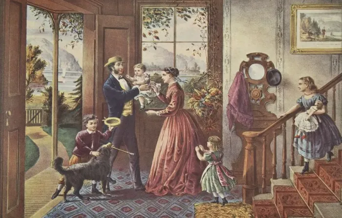 Framed Print : The Four Seasons of Life - Middle Age, The Season of Strength, pub. 1868, Currier & Ives Framed Print : The Four Seasons of Life - Middle Age, The Season of Strength, pub. 1868, Currier & Ives