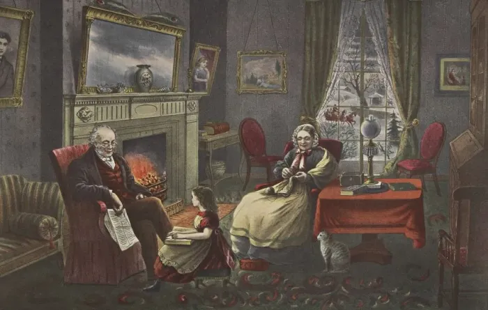 Framed Print : The Four Seasons of Life - Old Age, The Season of Rest, pub. 1868, Currier & Ives Framed Print : The Four Seasons of Life - Old Age, The Season of Rest, pub. 1868, Currier & Ives