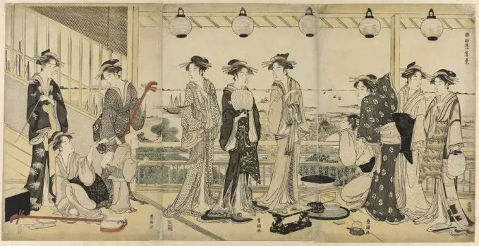 Framed Print : The Four Seasons in the South (Minami Shiki): Summer Scene, n. d Framed Print : The Four Seasons in the South (Minami Shiki): Summer Scene, n. d
