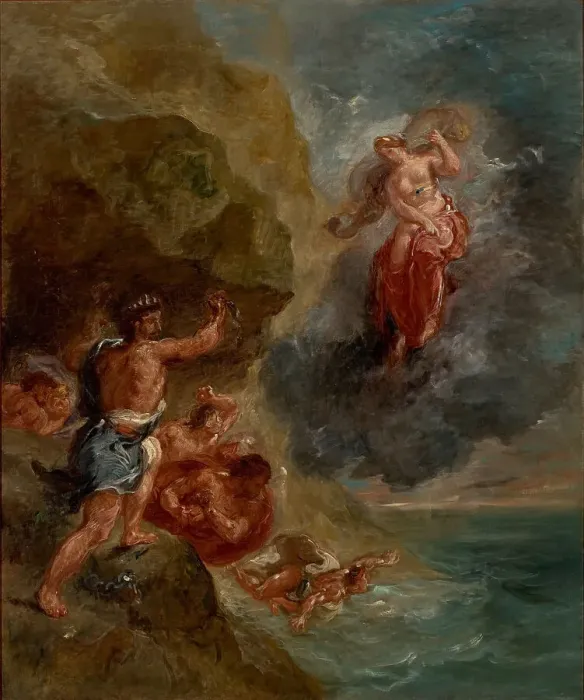 Framed Print : Four Seasons, Winter: Juno beseeches to destroy Aeneas Fleet, 1856-1863. Creator: Delacroix, Eugène (1798-1863) Framed Print : Four Seasons, Winter: Juno beseeches to destroy Aeneas Fleet, 1856-1863. Creator: Delacroix, Eugène (1798-1863)