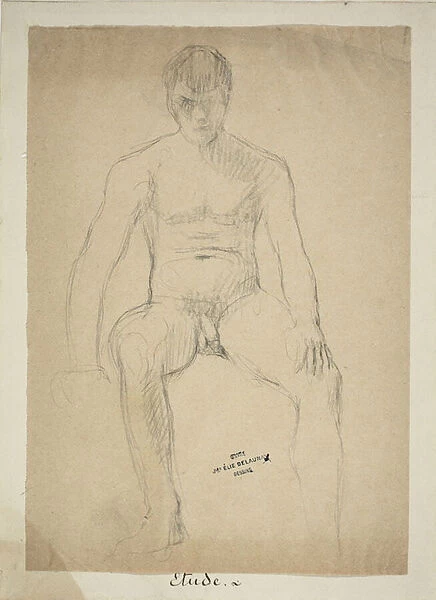 Seated Academic Nude, 1850  /  60. Creator: Jules Elie Delaunay