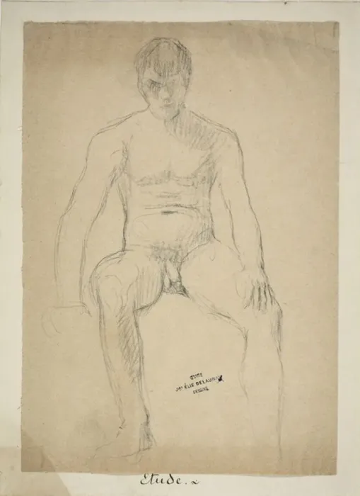 Framed Print : Seated Academic Nude, 1850 / 60. Creator: Jules Elie Delaunay Framed Print : Seated Academic Nude, 1850 / 60. Creator: Jules Elie Delaunay