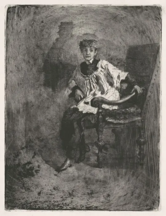 Framed Print : Seated Acolyte, c. 1872. Creator: Mose, Bianchi Framed Print : Seated Acolyte, c. 1872. Creator: Mose, Bianchi