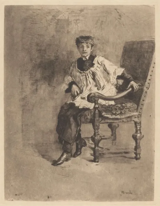 Framed Print : Seated Acolyte, c. 1872. Creator: Mose, Bianchi Framed Print : Seated Acolyte, c. 1872. Creator: Mose, Bianchi