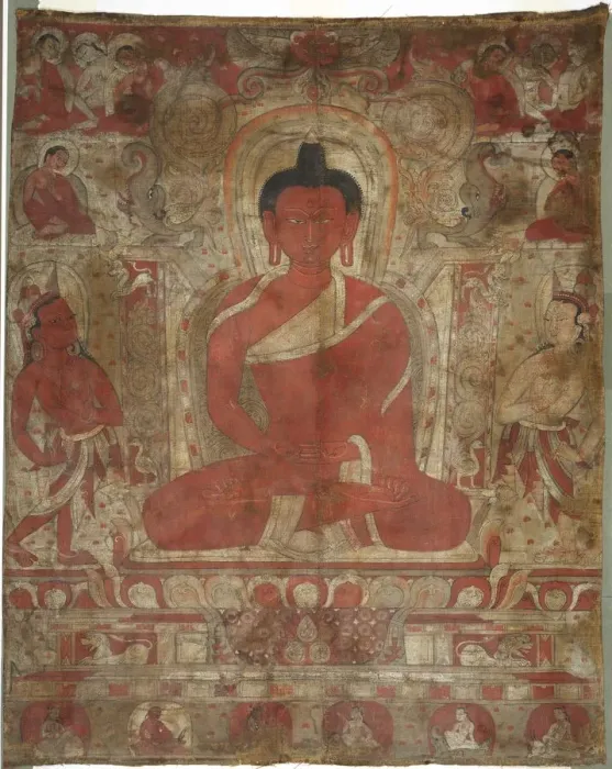 Framed Print : Seated Amitabha with Attendants, c. 1100s. Creator: Unknown Framed Print : Seated Amitabha with Attendants, c. 1100s. Creator: Unknown