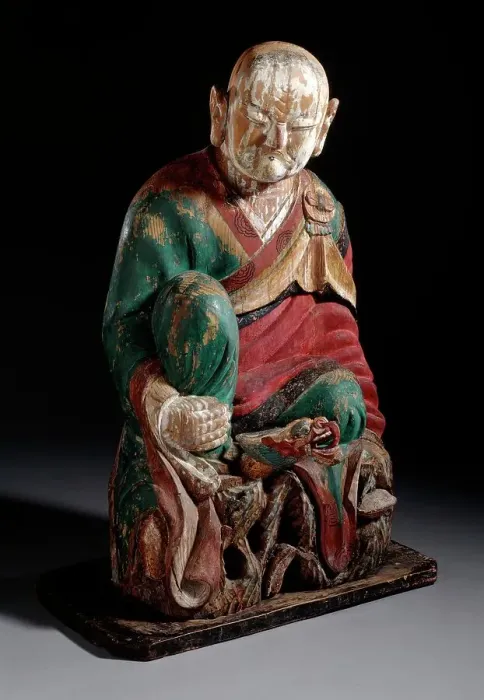 Framed Print : Seated Arhat (Nahan), Probably Panthaka (Pant'aga) with a Dragon, 19th century. Creator: Unknown Framed Print : Seated Arhat (Nahan), Probably Panthaka (Pant'aga) with a Dragon, 19th century. Creator: Unknown