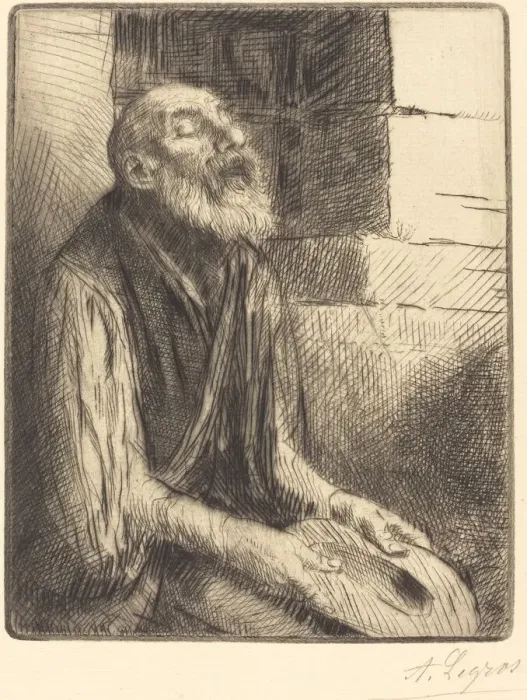 Framed Print : Seated Beggar (Mendiant assis). Creator: Alphonse Legros Framed Print : Seated Beggar (Mendiant assis). Creator: Alphonse Legros