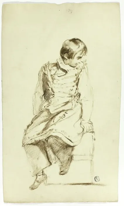 Framed Print : Seated Boy, Looking Sideways, c. 1830. Creators: Thomas Jones Barker, Thomas Barker Framed Print : Seated Boy, Looking Sideways, c. 1830. Creators: Thomas Jones Barker, Thomas Barker