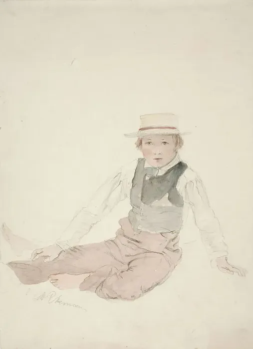 Framed Print : Seated boy, Norrby-Kalle, 1853. Creator: Karl Anders Ekman Framed Print : Seated boy, Norrby-Kalle, 1853. Creator: Karl Anders Ekman
