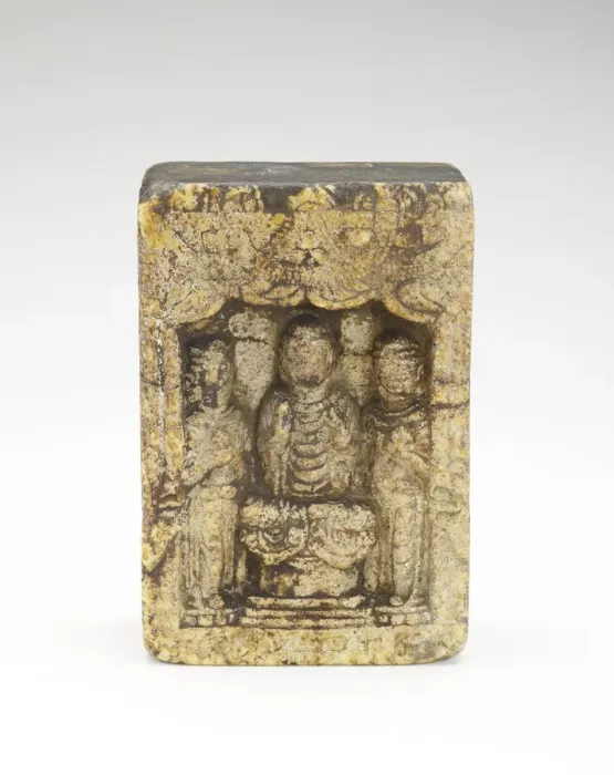 Framed Print : Seated Buddha with bodhisattvas (obverse); Seated Buddha Framed Print : Seated Buddha with bodhisattvas (obverse); Seated Buddha