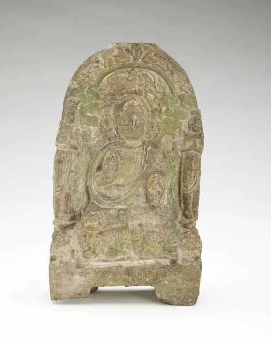 Framed Print : Seated Buddha (Shakyamuni) with bodhisattvas, monks, and lions, Period of Division Framed Print : Seated Buddha (Shakyamuni) with bodhisattvas, monks, and lions, Period of Division