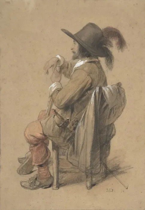 Framed Print : Seated Cavalier, mid-19th century. Creator: Jean-Baptiste Madou Framed Print : Seated Cavalier, mid-19th century. Creator: Jean-Baptiste Madou