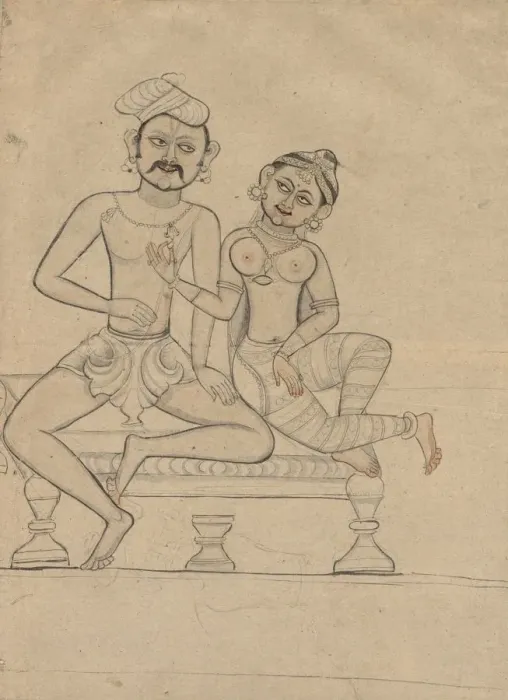 Framed Print : Seated Couple, c. 1800. Creator: Unknown Framed Print : Seated Couple, c. 1800. Creator: Unknown