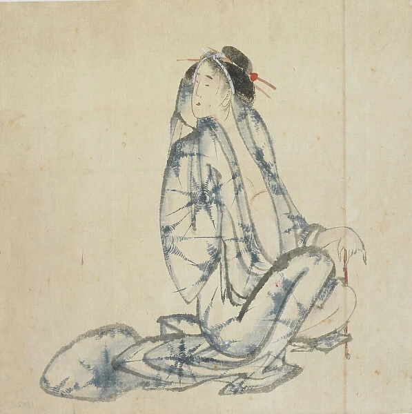 Seated courtesan, late 18th-early 19th century. Creator: Hokusai