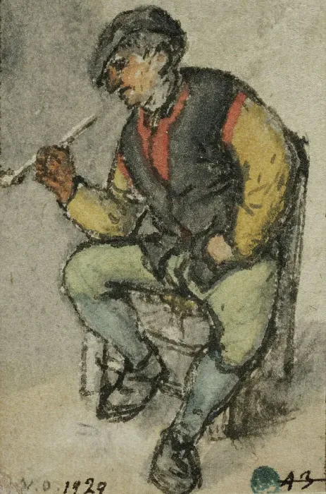 Framed Print : Seated farmer smoking a pipe. Creator: Adriaen van Ostade Framed Print : Seated farmer smoking a pipe. Creator: Adriaen van Ostade