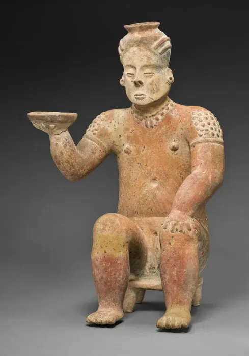 Framed Print : Seated Female Figure Holding a Bowl, A. D. 100 / 800. Creator: Unknown Framed Print : Seated Female Figure Holding a Bowl, A. D. 100 / 800. Creator: Unknown