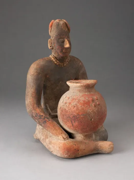 Framed Print : Seated Female Figure Holding a Vessel, A. D. 100 / 400. Creator: Unknown Framed Print : Seated Female Figure Holding a Vessel, A. D. 100 / 400. Creator: Unknown