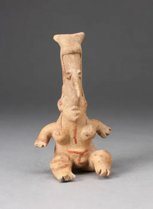 Framed Print : Seated Female Figurine with Elongated Head, 300 B. C. / A. D. 300. Creator: Unknown Framed Print : Seated Female Figurine with Elongated Head, 300 B. C. / A. D. 300. Creator: Unknown