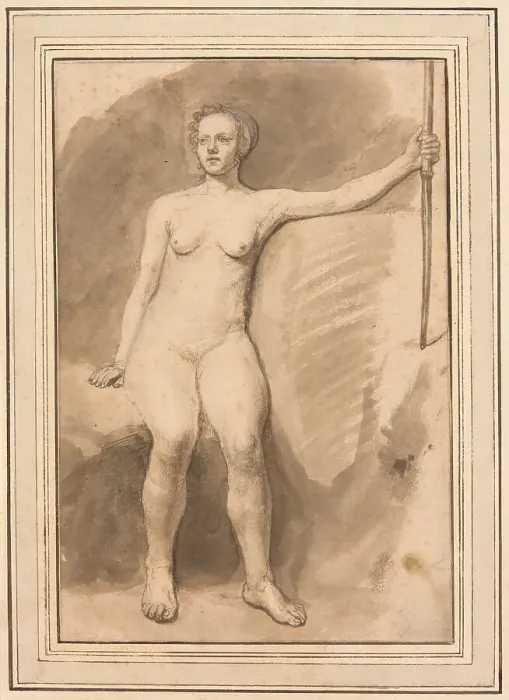 Framed Print : Seated Female Nude, 1647 / 78. Creator: Samuel van Hoogstraten Framed Print : Seated Female Nude, 1647 / 78. Creator: Samuel van Hoogstraten