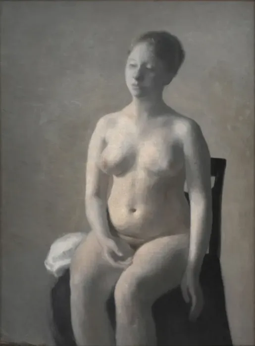 Framed Print : Seated Female Nude, 1889. Creator: Hammershoi, Vilhelm (1864-1916) Framed Print : Seated Female Nude, 1889. Creator: Hammershoi, Vilhelm (1864-1916)