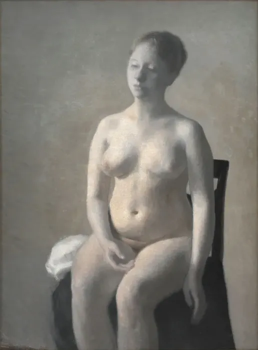 Framed Print : Seated Female Nude, 1889. Creator: Vilhelm Hammershøi