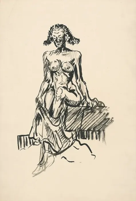 Framed Print : Seated Female Nude, around 1940. Creator: Arnold Peter Weisz-Kubincan Framed Print : Seated Female Nude, around 1940. Creator: Arnold Peter Weisz-Kubincan