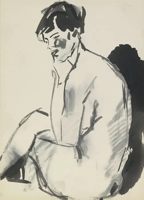 Framed Print : Seated Female Nude, c.1915-1934. Creator: Isaac Lazerus Israels Framed Print : Seated Female Nude, c.1915-1934. Creator: Isaac Lazerus Israels