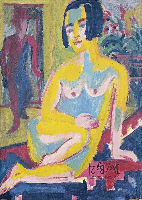 Framed Print : Seated Female Nude. Study, ca 1921-1923. Artist: Kirchner, Ernst Ludwig (1880-1938) Framed Print : Seated Female Nude. Study, ca 1921-1923. Artist: Kirchner, Ernst Ludwig (1880-1938)