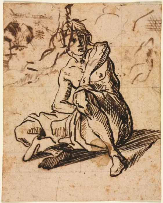 Framed Print : Seated Figure, 1600s. Creator: Unknown Framed Print : Seated Figure, 1600s. Creator: Unknown