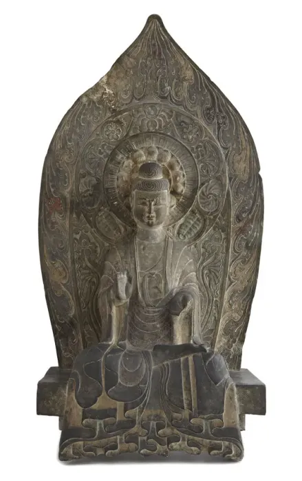 Framed Print : Seated figure of the Buddha Sakyamuni in high relief, Period of Division, 534-550 Framed Print : Seated figure of the Buddha Sakyamuni in high relief, Period of Division, 534-550