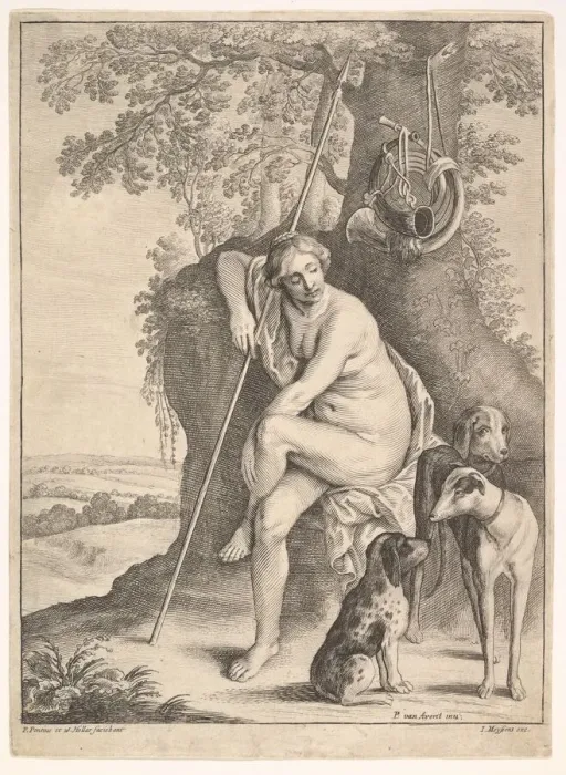 Framed Print : Seated figure of Diana the huntress, 1625-77. Creator: Paulus Potter Framed Print : Seated figure of Diana the huntress, 1625-77. Creator: Paulus Potter
